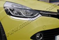 Renault Clio (13–15) Накладки на передние фонари (реснички), нерж., 2 части (хэтчбек5D/SW)